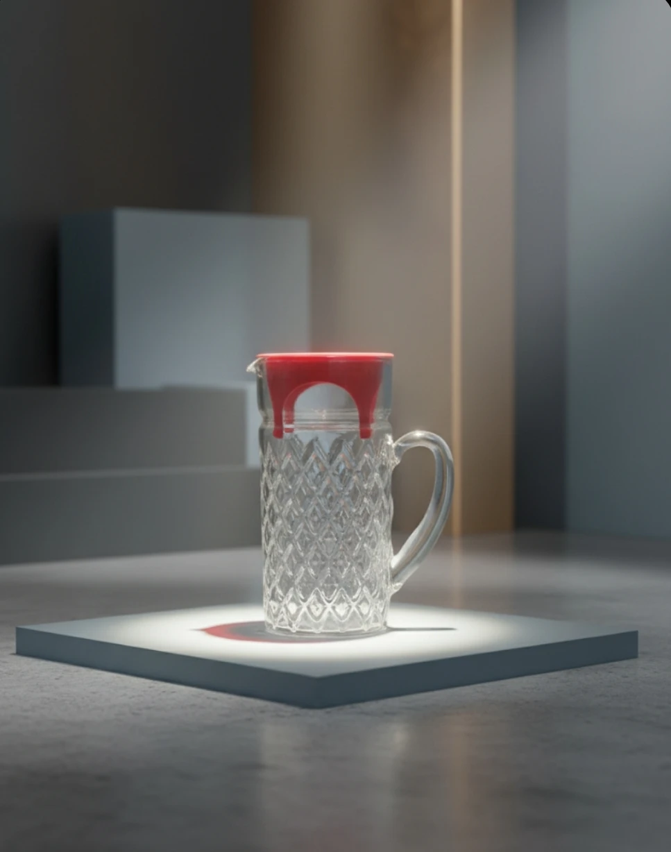 كوب زجاجي مزخرف بمقبض