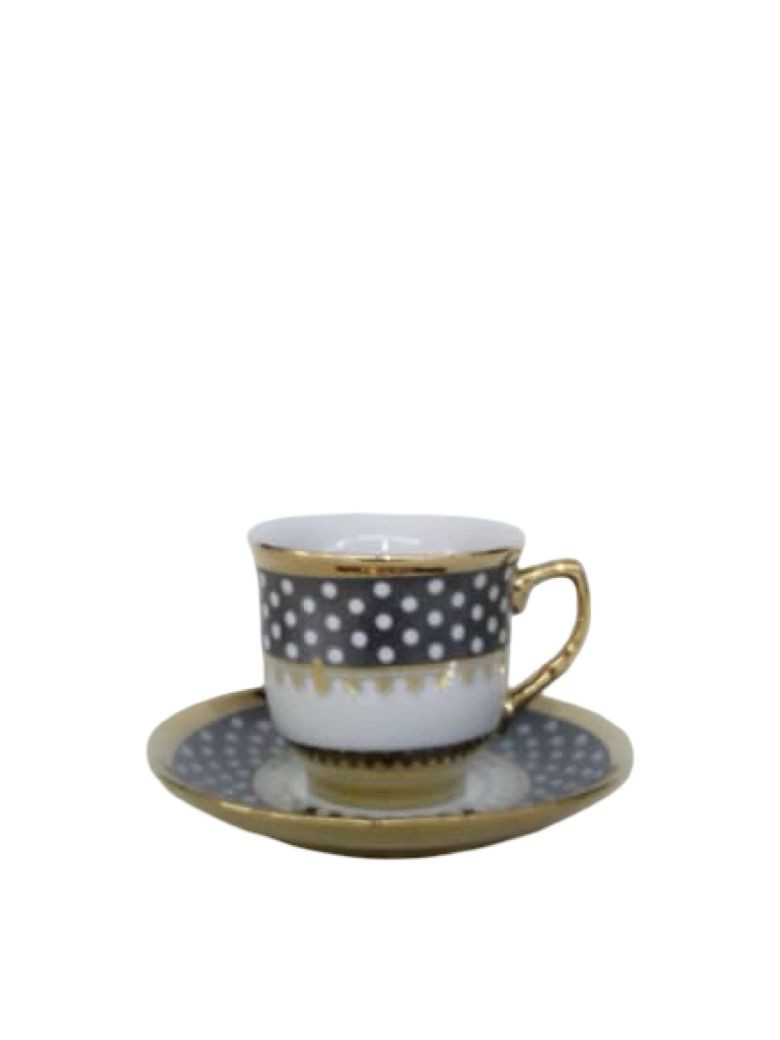 مجموعة فناجين مع صحن من الخزف الفاخر