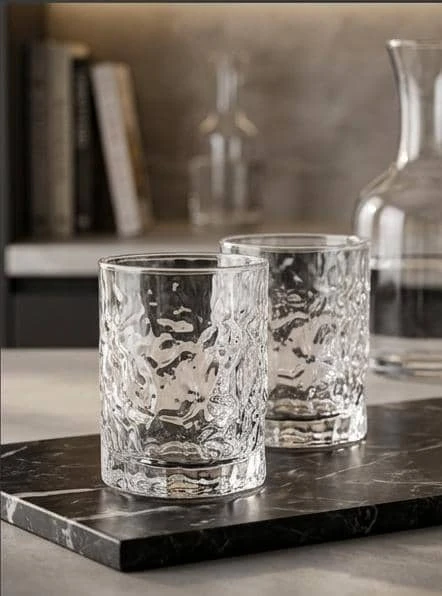 طقم اكواب زجاجية منقوشة