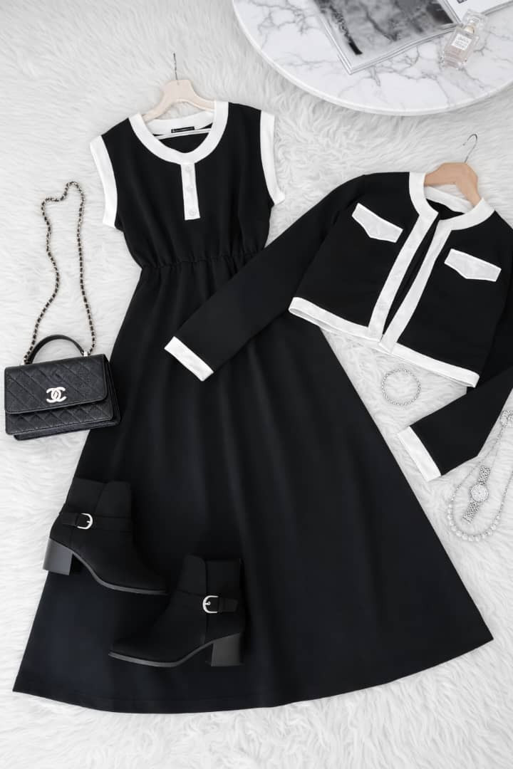 طقم الفخامة والراحة – فستان "Oversize" مع بوليرو عصري