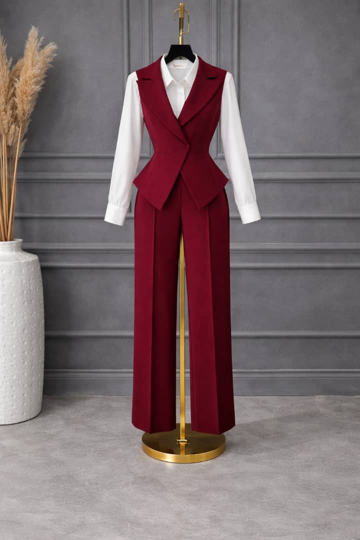 طقم "باربي" الملكي – أناقة العيد بلمسة "بوردو" الساحرة ✨