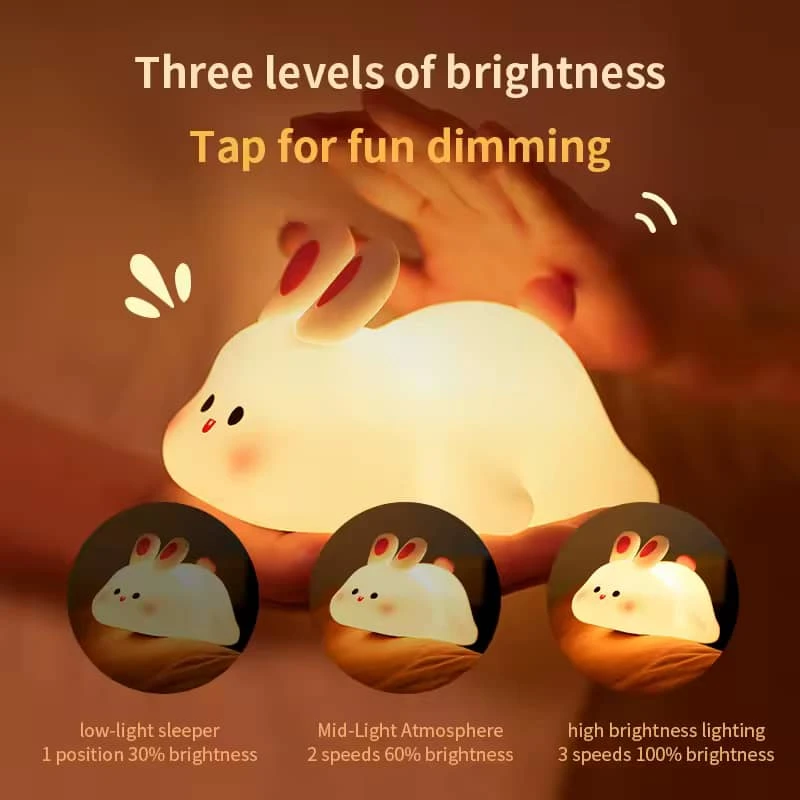مصباح ليلي سيليكون على شكل أرنب كبير الوجه Big Face Rabbit Silicone Night Light
