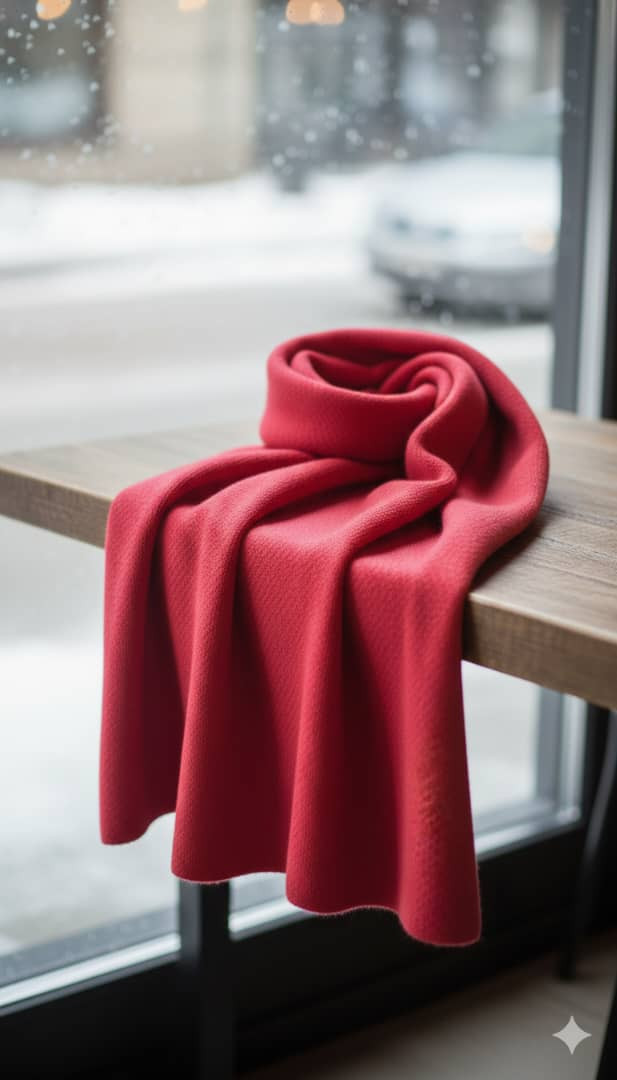 وشاحنا الكريمزي (الأحمر العميق) يجمع بين الأناقة الخالدة والدفء المطلق