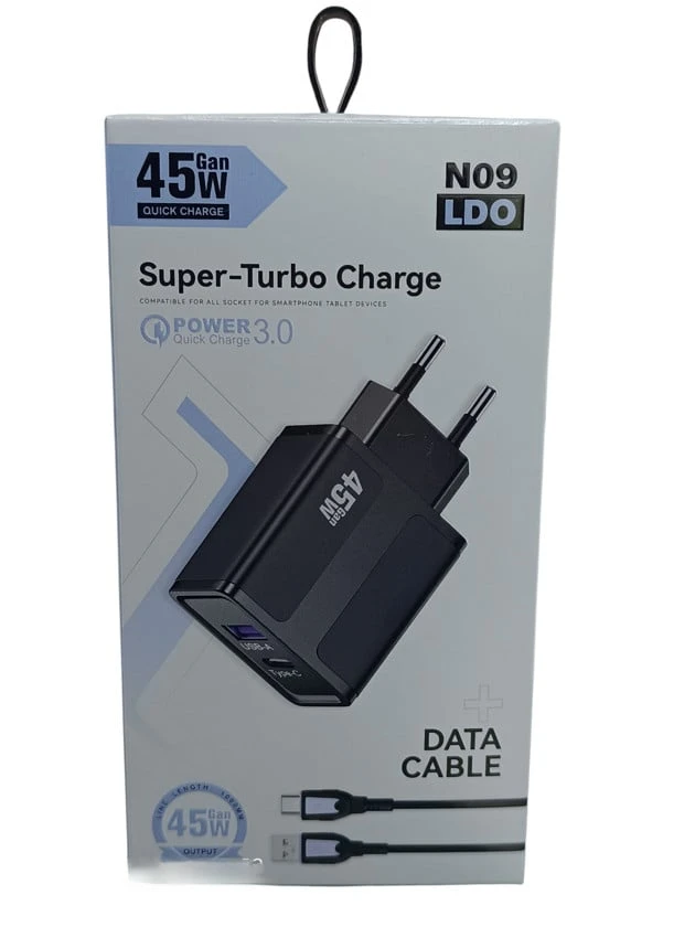 شاحن Tapsi No9 سوبر سريع – 45 واط مع مأخذين USB