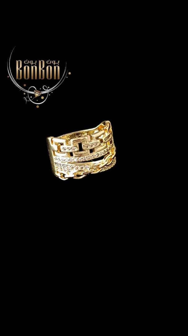 خاتم برازيلي لون ثابت حجر الزيركون مطلي بماء الذهب