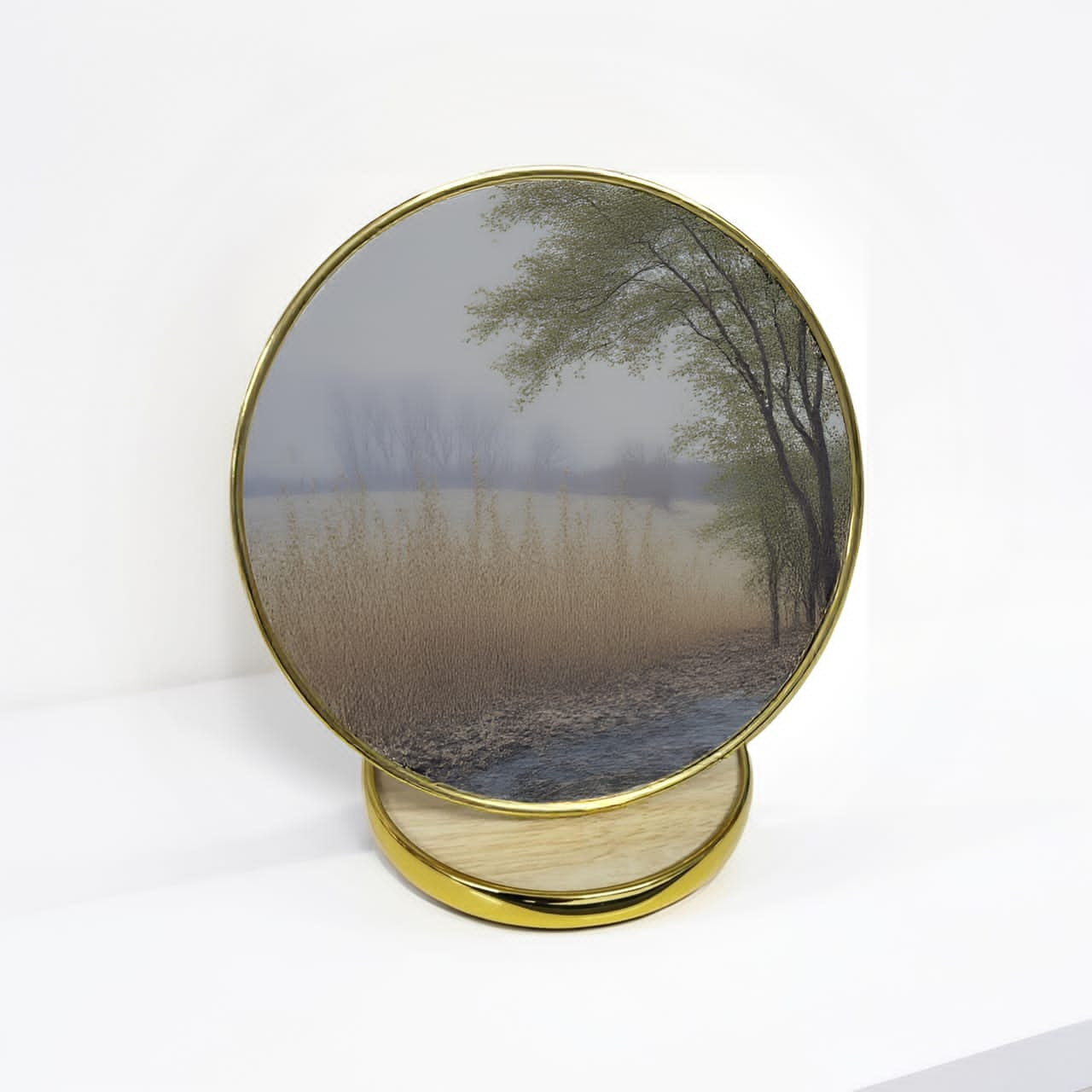 مراة ديكور دائرية باطار ذهبي