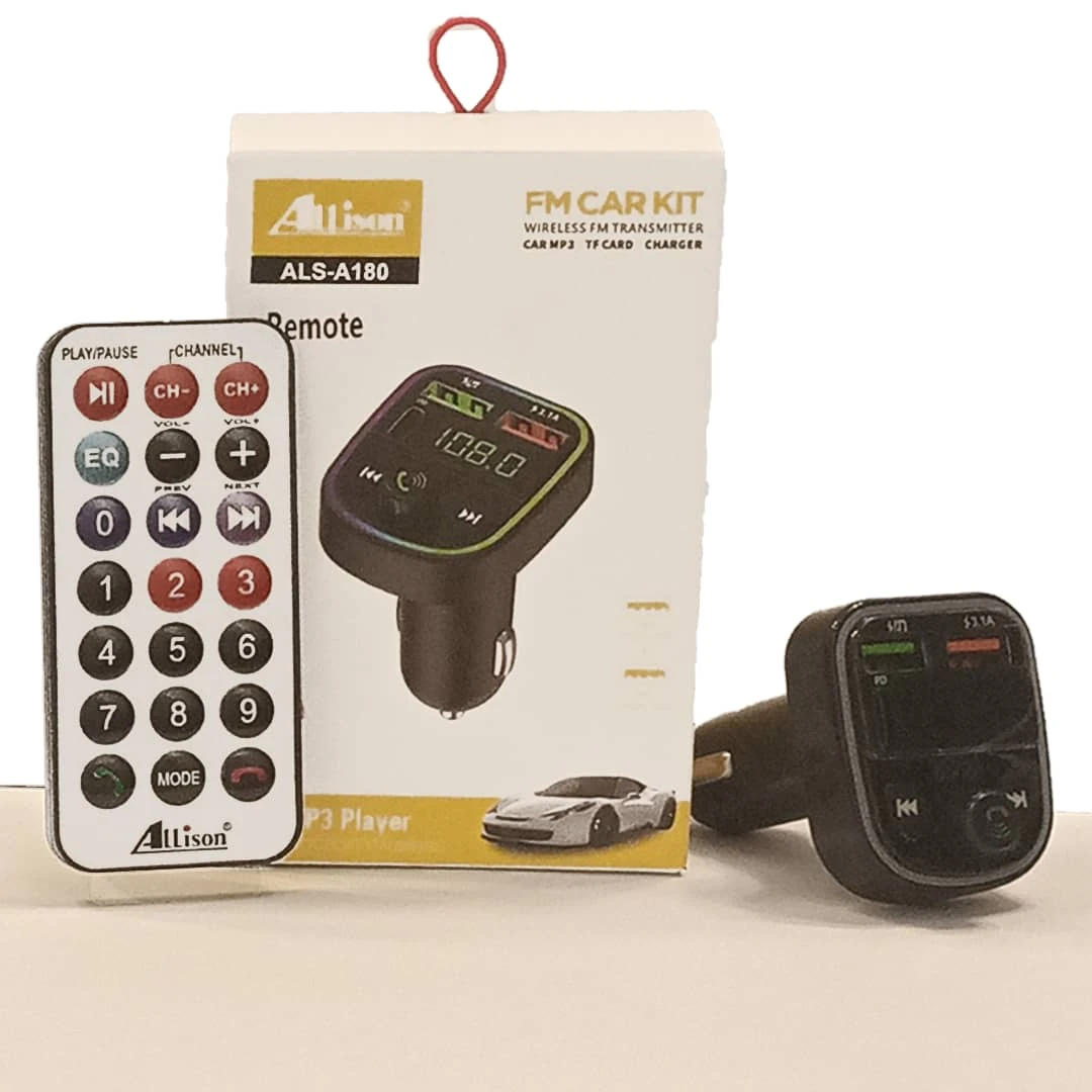 جهاز FM للسيارة ALS-A180 – تشغيل MP3 + إضاءة LED + شحن سريع