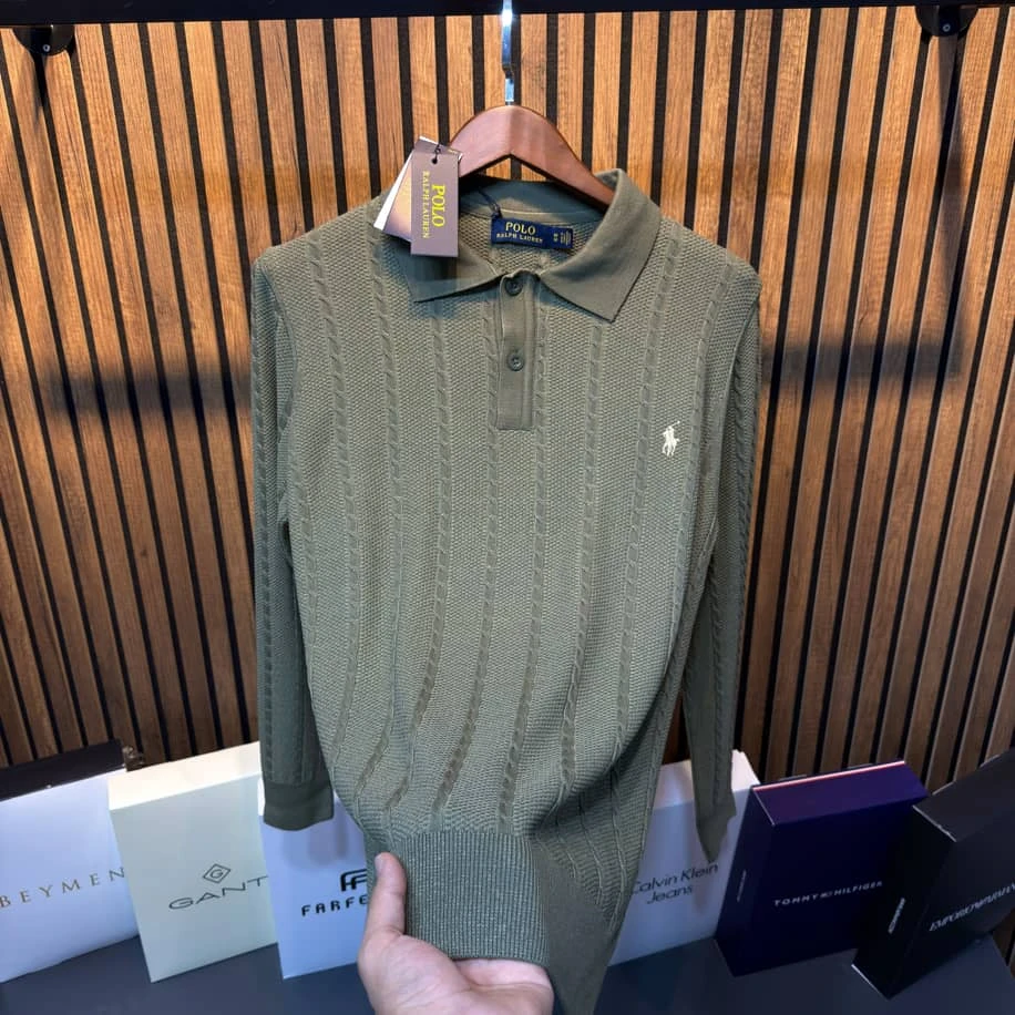 قميص بولو رجالي فاخر من Ralph Lauren – أخضر كاجوال أنيق