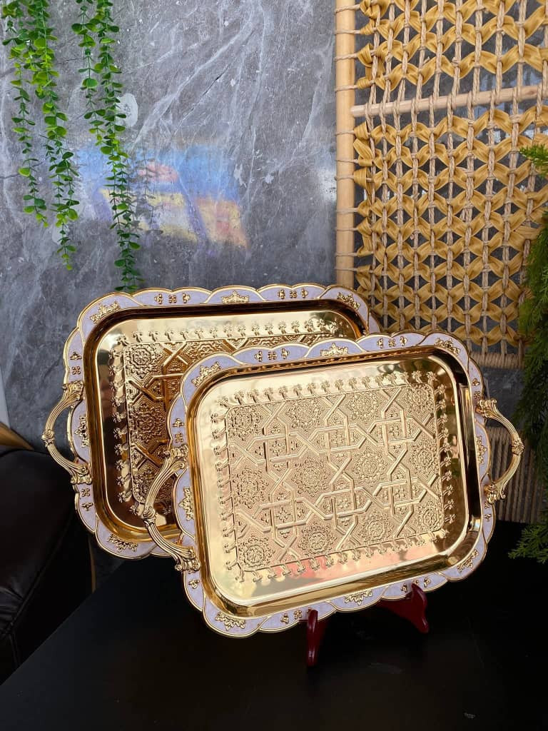 صواني ستانلس ثقيل ذهبي