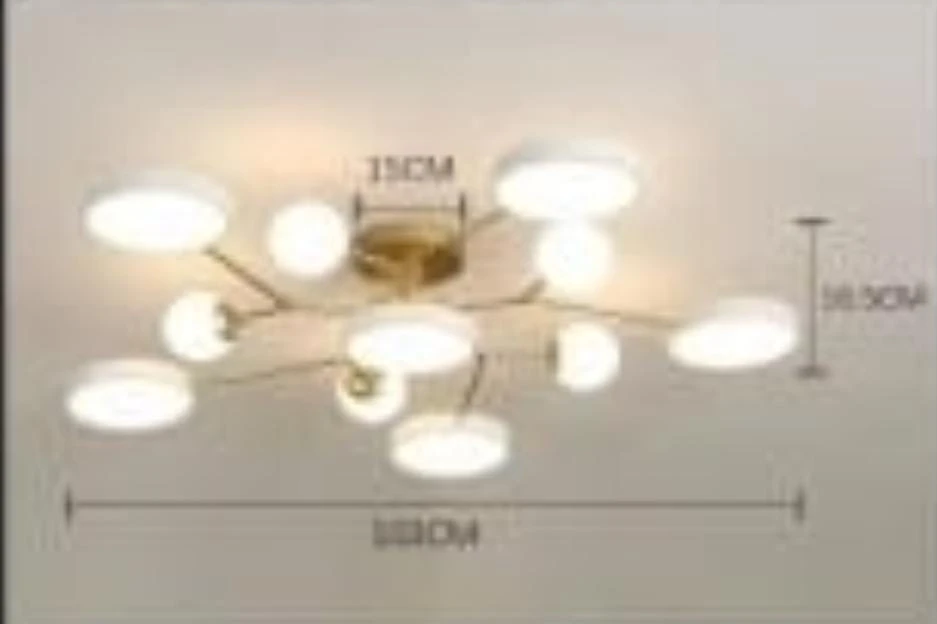 مصباح سقف حديث بثلاث ألوان – 11 رأس، 130 واط موفر للطاقة إحساسك بالمساحة يبدأ من الضوء. هذا التصميم المعاصر يعطي الغرفة حياة وهدوء معًا—ويناسب بيتك بذوق واضح ويستاهل النظرة الثانية