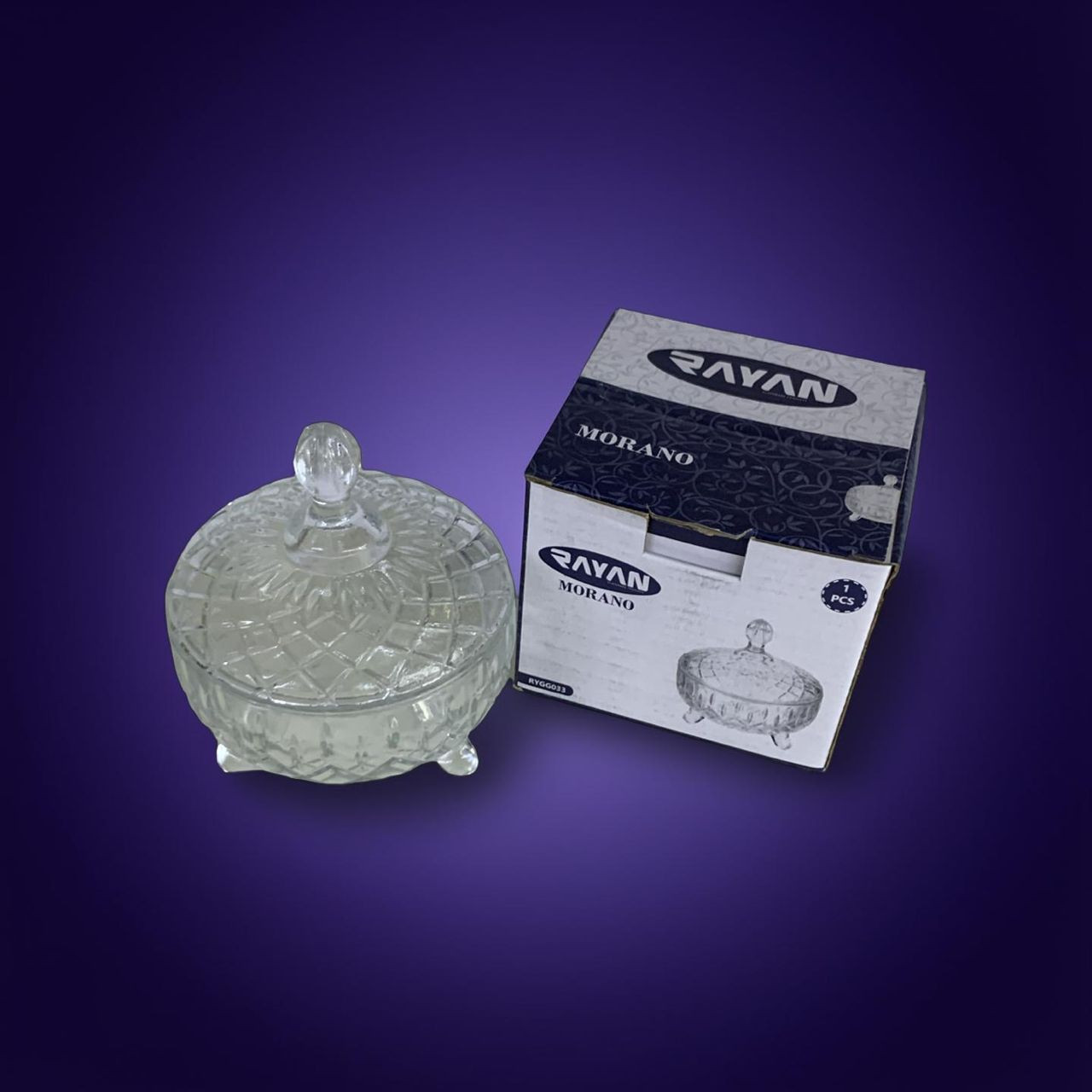 وعاء كريستال بغطاء من رايان