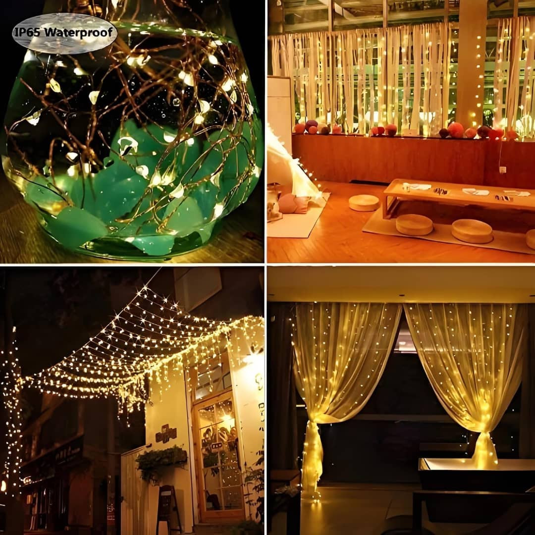 【مصابيح ستارة LED USB مطورة】تم تصميم سلسلة مصابيح ستارة النافذة بـ 300 مصباح LED بمنفذ USB