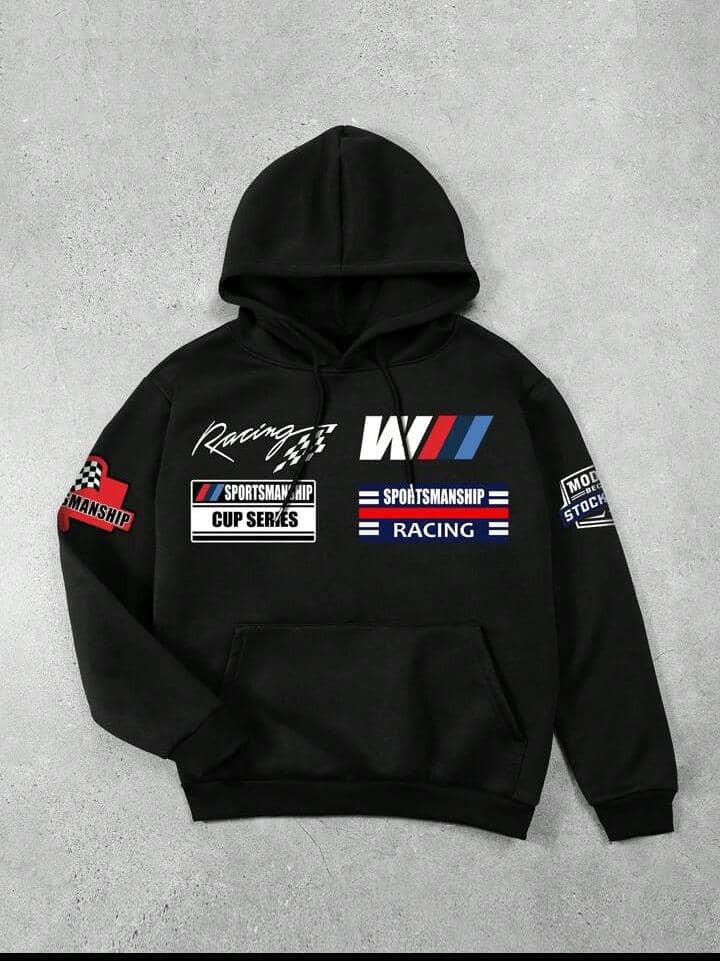 هودي  اسود شتوي بتصميم لمحبين BWM – قطن سميك وطباعة مميزة