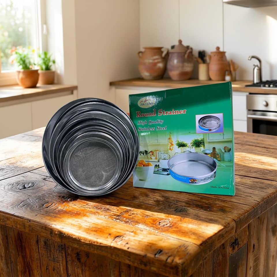 طقم مصفاة دائرية من الستانلس ستيل