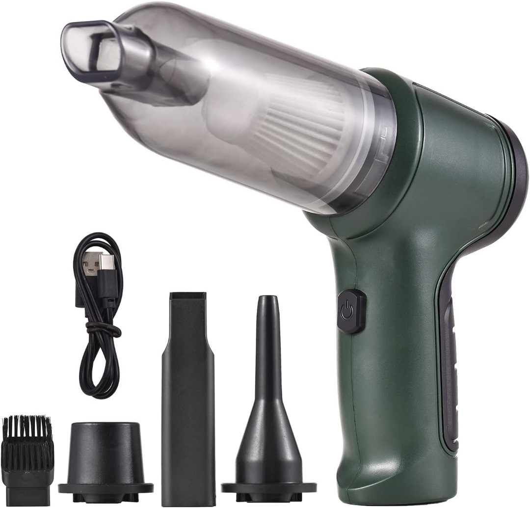 مكنسة كهربائية لاسلكية 3 في 1 من CLEANmaxx. تجمع المكنسة بين وظيفة الشفط والنفخ وتفريغ الهواء.