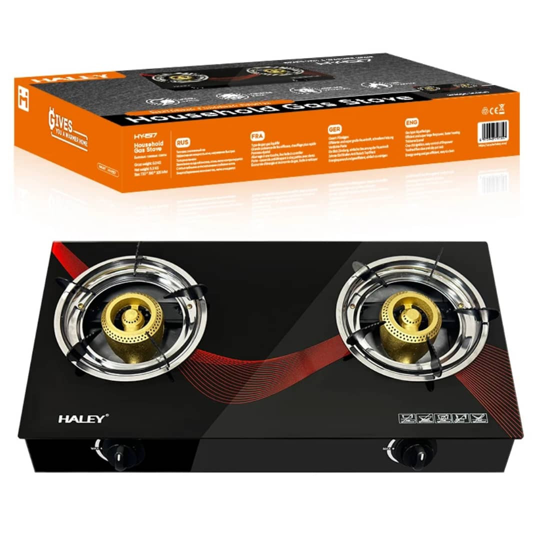 HY-1517 موقد غاز HALEY مزدوج – ستانلس ستيل وإشعال ذاتي