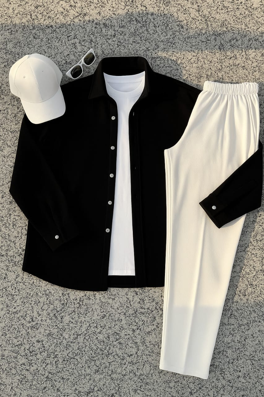 طقم ثلاثي رجالي – ستايل كاجوال عصري