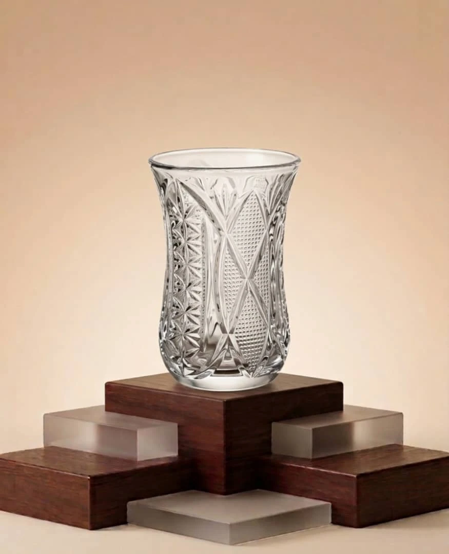 طقم اكواب زجاجية منقوشة