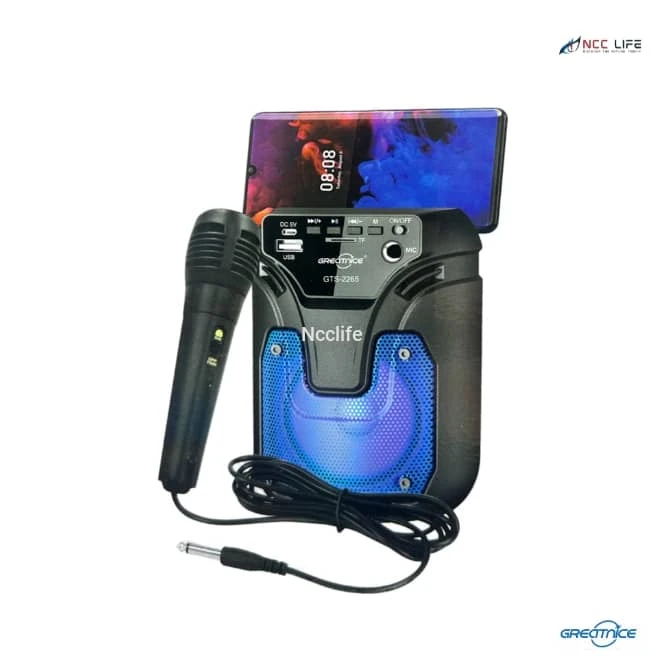 سبيكر GTS-2265 – 3 إنش مع مايكروفون سبيكر عملي وصغير الحجم، مثالي للاستخدام اليومي والمناسبات الصغيرة: