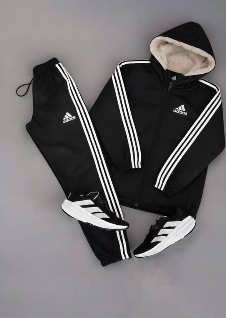 بجاما رجالي قطعتين جاكيت قماش برشوت تركي مبطن فرو بالكامل بنطال قطن تركي ميكرو مكفول