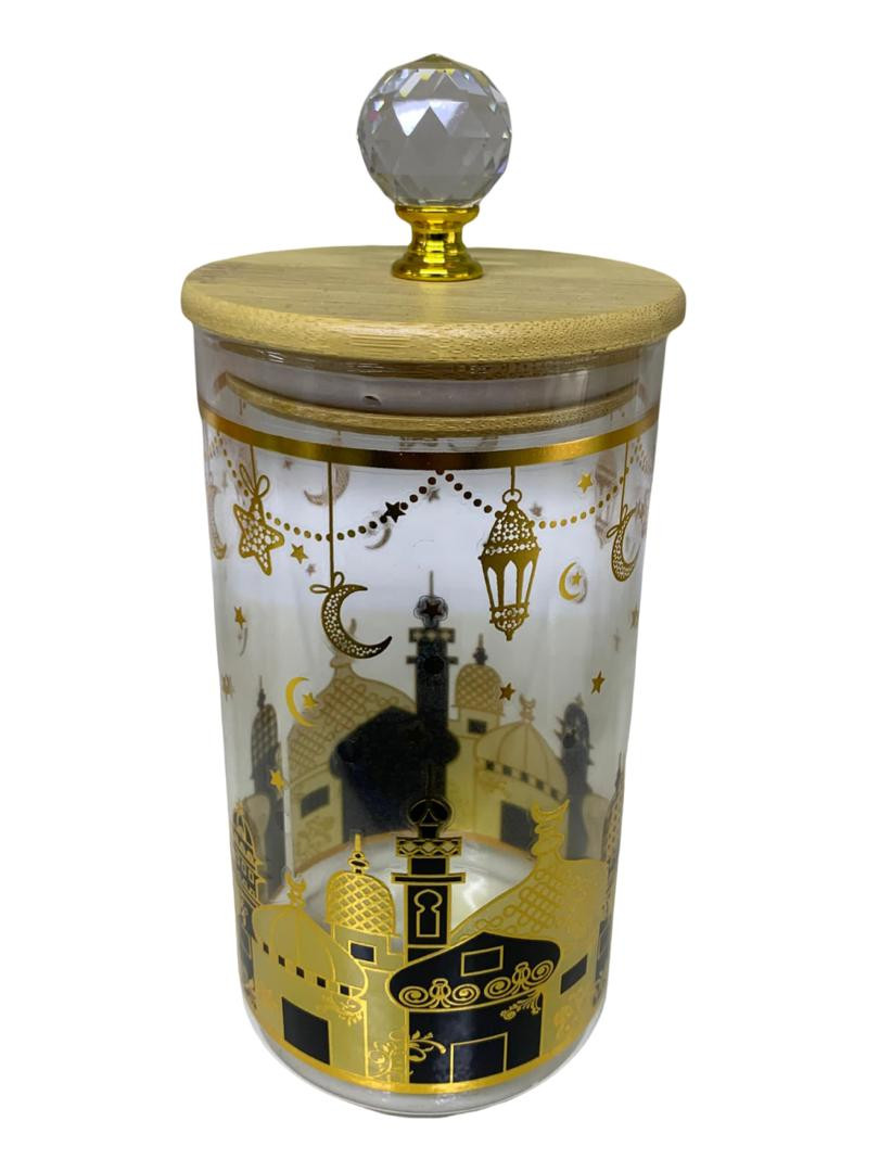 وعاء تخزين زجاجي مزخرف