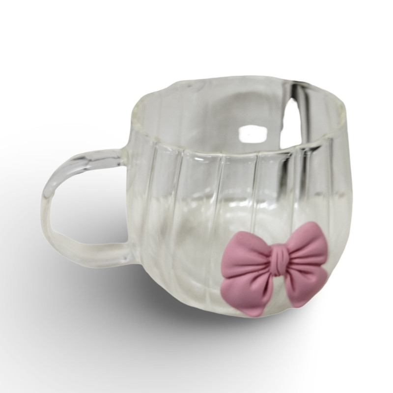 كوب زجاجي شفاف مزين